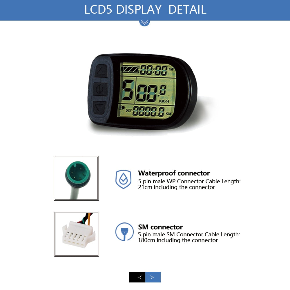 Electric Bicycle KT-LCD5 Display 24V36V48V72V for E bike Kunteng Controller KT Intelligent Control Panel SM/Waterproof Display
