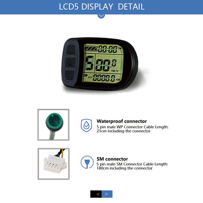 Electric Bicycle KT-LCD5 Display 24V36V48V72V for E bike Kunteng Controller KT Intelligent Control Panel SM/Waterproof Display