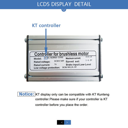 Electric Bicycle KT-LCD5 Display 24V36V48V72V for E bike Kunteng Controller KT Intelligent Control Panel SM/Waterproof Display