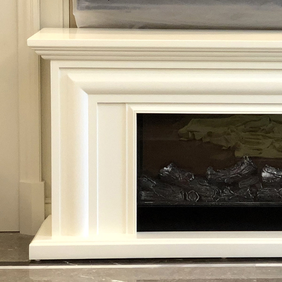 Electric European Style Chimney W180cm wooden Mantel Plus Firebox Artificial LED Optical Flame Fireplace set TV Stand Bench