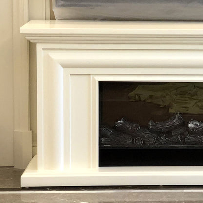 Electric European Style Chimney W180cm wooden Mantel Plus Firebox Artificial LED Optical Flame Fireplace set TV Stand Bench