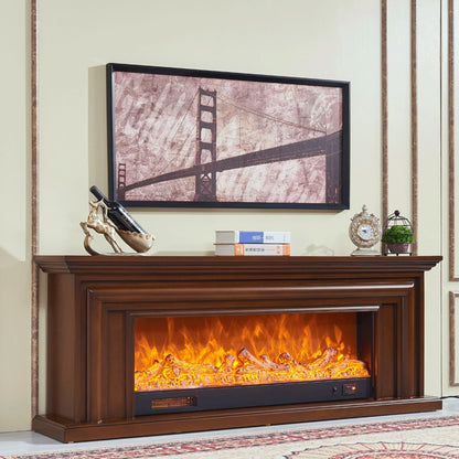 Electric European Style Chimney W180cm wooden Mantel Plus Firebox Artificial LED Optical Flame Fireplace set TV Stand Bench