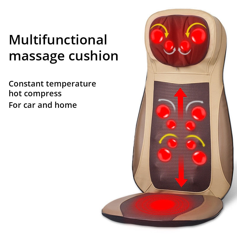 Electric Heating Vibrating Shiatsu Massage Cushion Car Home Office Full Body Massager Chair Seat Neck Lumbar Waist Relax Mat