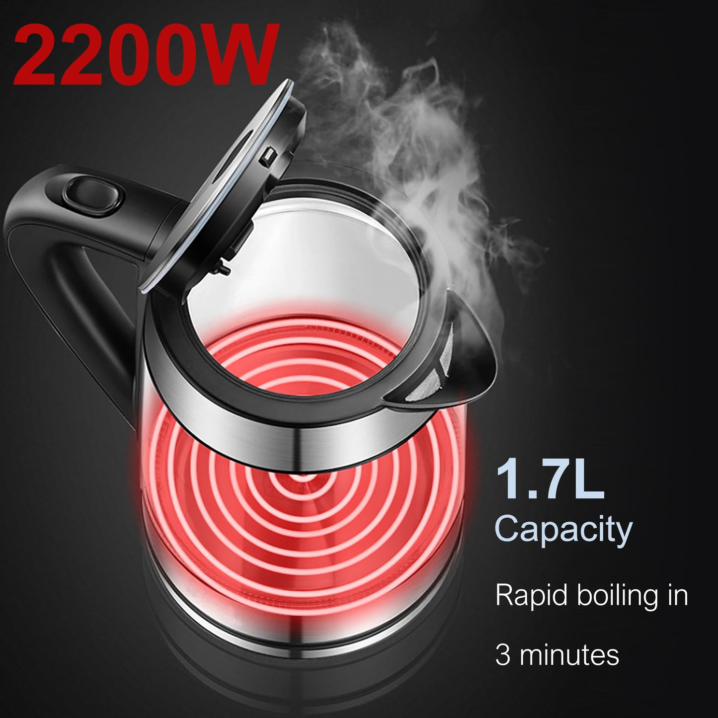 Electric Kettle Blue LED Light Glass Kettle 2200W Smart Whistle Kettle Quick Heating Boiling Health Pot Teapot 220V Sonifer