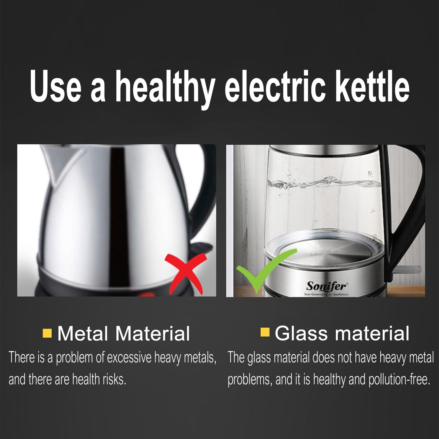 Electric Kettle Blue LED Light Glass Kettle 2200W Smart Whistle Kettle Quick Heating Boiling Health Pot Teapot 220V Sonifer