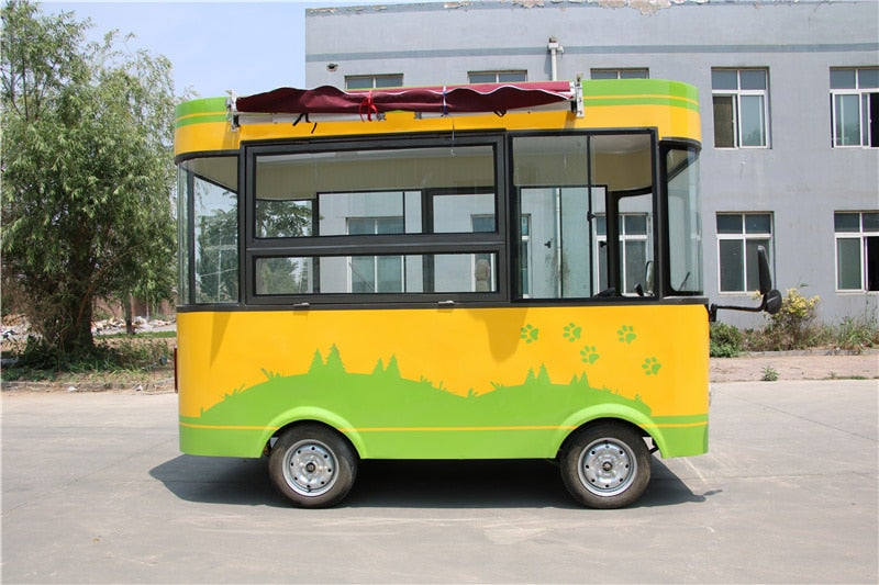Electric Remorque Food Truck Mobile Kitchen Food Cart Bubble Tea Ice Cream Hot Dog Vending Cart With 4 Wheels Foodtruck Electric Vehicle