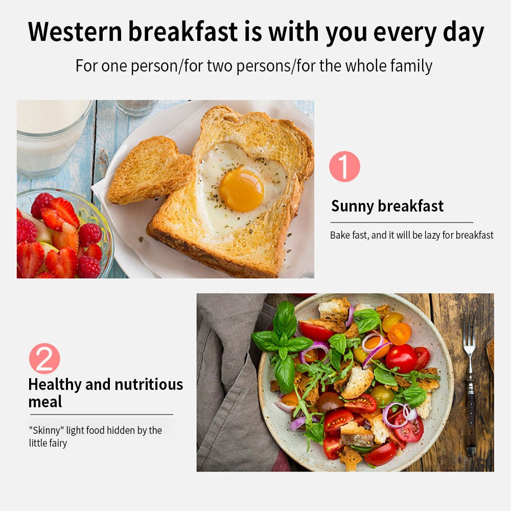 Electric Toaster Automatic Bread Baking Machine Toast Sandwich Grill Oven 2 Slices Household For Breakfast Make Baking Cooking
