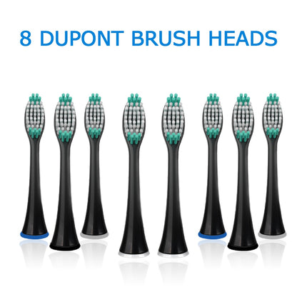 Electric Toothbrush USB Inductive Charging Sonic Toothbrush Adults Electric Sonic toothbrush Black 8 Brush Heads &amp; Travel Case