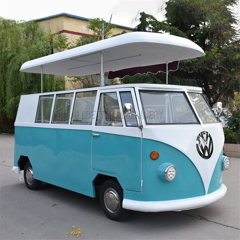 Electric VW Bus Hot Dog Cart Gelato Waffle House Taco Coffee Bar Ice Cream Food Trucks Mobile Food Van