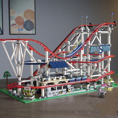 Electric roller coaster suitable for 15039 84028 10261 city creator characters building blocks bricks kids toys birthday gifts
