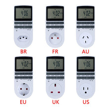 Cargar imagen en el visor de la galería, Electronic Digital Timer Switch EU US FR BR Plug Kitchen Timer Outlet 230V 120V 7Day 12/24 Hour Programmable light Timing Socket
