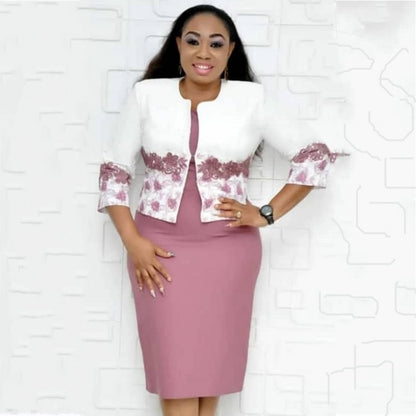 Elegant 2 Piece Sets Office Plus Size Dress Summer Autumn Midi Dress 2019  Casual O-neck Bodycon Women Dresses Vestidos Dress Suit
