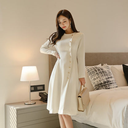 Elegant Dress Women Long Sleeve Dress Office Lady Runway Designers High Fashion Dress