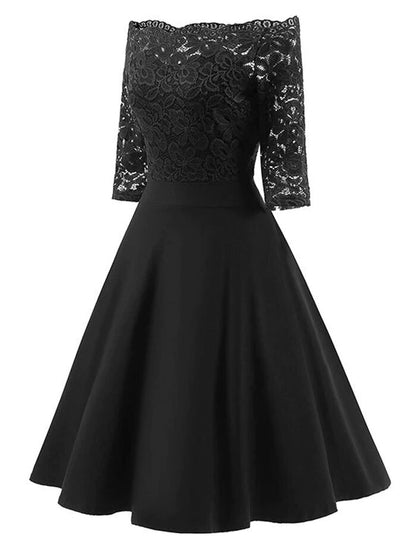 Elegant Sexy Dress for Women Vintage Lace Long Sleeve Wine red Black Blue Robe Femme Casual Dresses Woman Party Night 2019