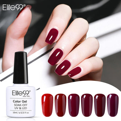 Elite99 10ml Wine Red Color Gel Polish For Nails Manicure Gel Lacquer Soak Off Semi Permanent Enamel Nail Primer Top Base Coat. Nail Polish.