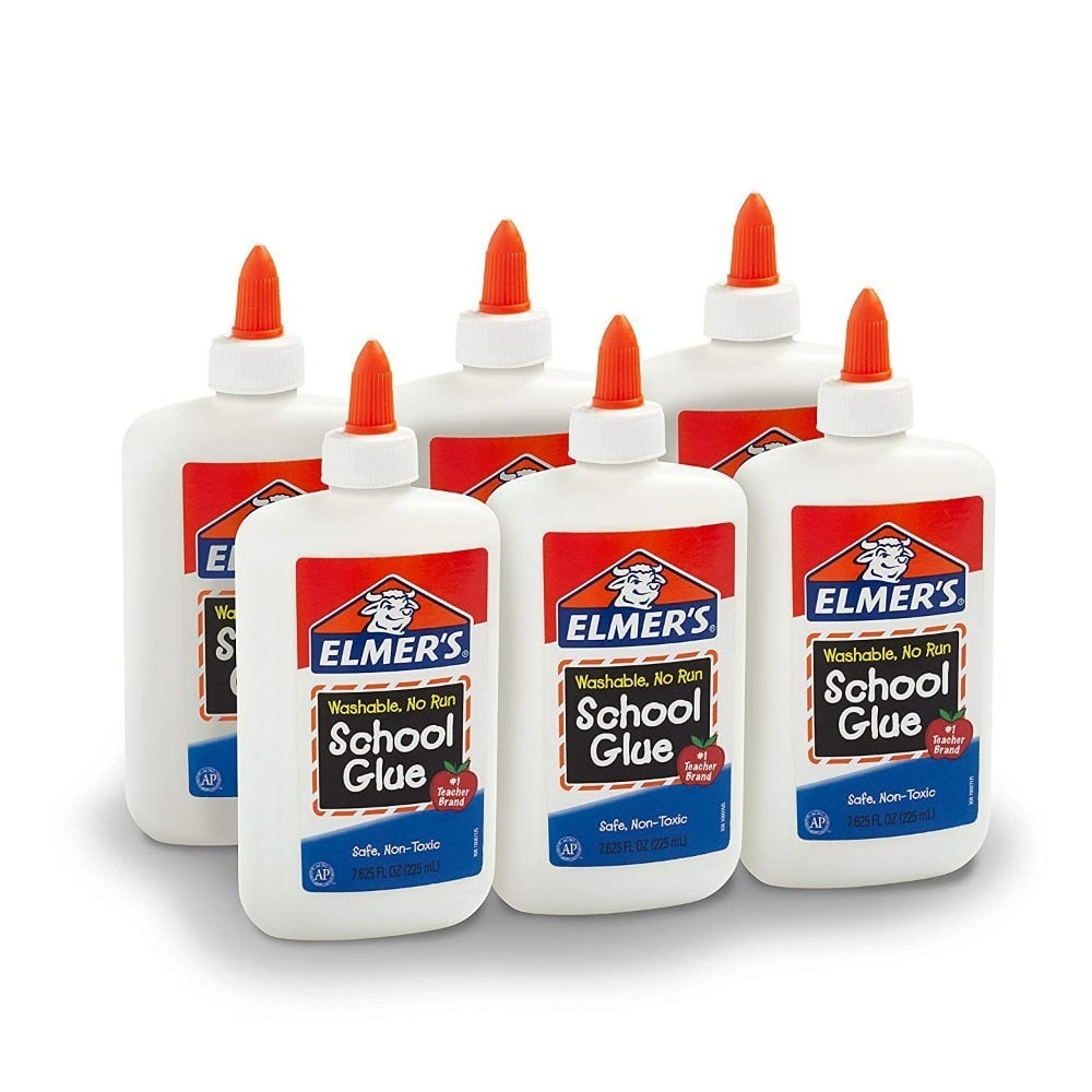 Elmer's Liquid School Glue, Washable, 7.625 Ounces, 6 Count - Great for Making Slime Art Sets