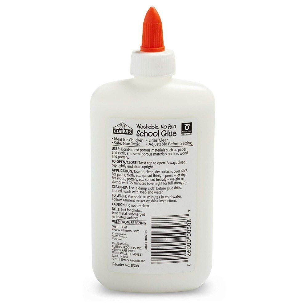 Elmer's Liquid School Glue, Washable, 7.625 Ounces, 6 Count - Great for Making Slime Art Sets