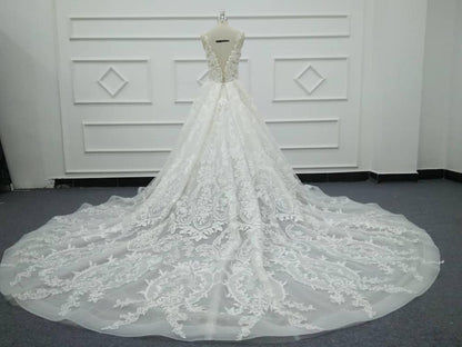 Eslieb Nude tulle Lace beads Ball Gown wedding dress 2020 shining wedding dress vestido de Noiva