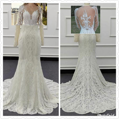 Eslieb high quality lace beads wedding dress 2020 custom made wedding dresses