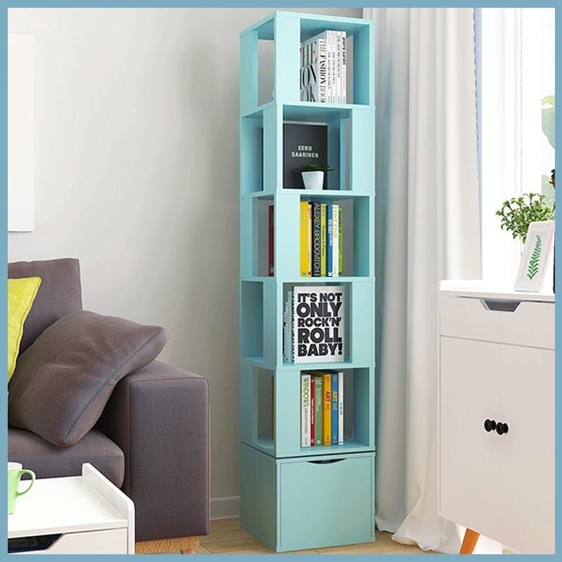 Estanteria Libros Decoration Industrielle Shelving Wood Rotate Rotatable Rack Bookcase Modern Home Furniture Book Shelf Case