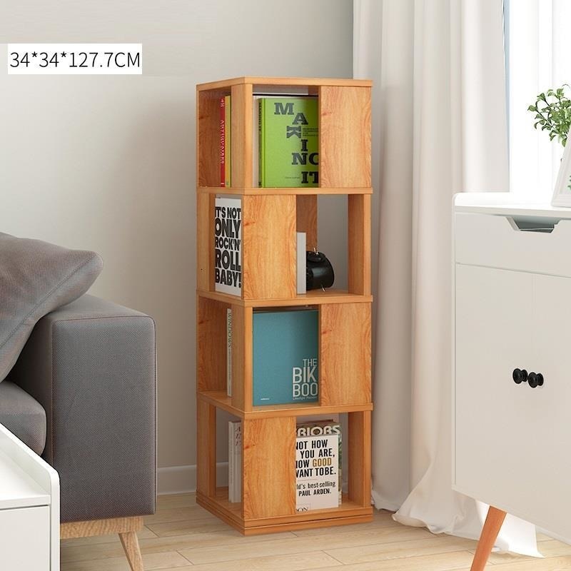 Estanteria Libros Decoration Industrielle Shelving Wood Rotate Rotatable Rack Bookcase Modern Home Furniture Book Shelf Case