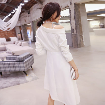 European and American fashion women's clothing long dress female of sexy long-sleeved lapels cultivate morality, 64661