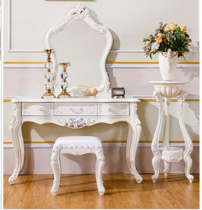 European dressing table ivory white custom solid wood bedside makeup table