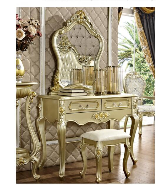 European style dressing table solid wood dressing table princess dressing mirror dressing table oak carving