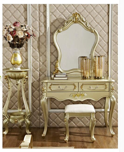 European style dressing table solid wood dressing table princess dressing mirror dressing table oak carving