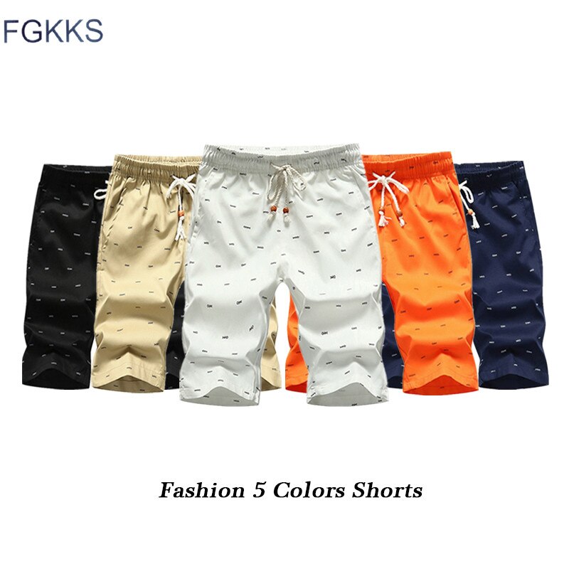 FGKKS Fashion Brand Men Shorts 2020 Summer Male Breathable Fish Bones Printing Shorts Male Casual Bermuda Short
