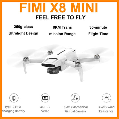 FIMI X8 Mini Camera Drone 250g-class Drones 8km 4k Professional Mini Drone Quadcopter with Camera GPS Remote control Helicopter