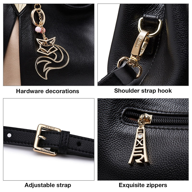 FOXER Brand Soft Women Genuine Leather Shoulder Bag Solid Multi Color Female Handbag With Free Shipping