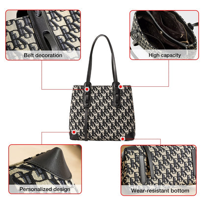 FOXER Fashion Monogram Ladies Handbag Office Women Commuter Large Capacity Soft Shoulder Bag High Quality Casual Tote Bag Women