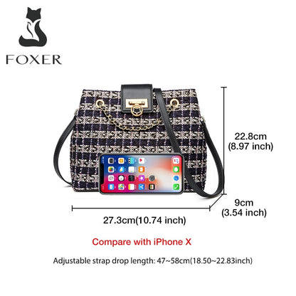 FOXER Fashion Women Crossbody Totes Bags Large Capacity Handle Woven Bag Lady Short Trip Shoulder Bags Female Light Casual Purse