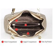 将图片加载到图库查看器，FOXER Occident Style Gold Totes Women&#39;s Cow Split Leather Handbag Fashion Lady Commute Purse Luxury Large Capacity Shoulder Bag
