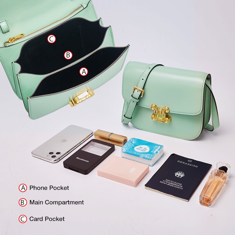 FOXER Original Fashion Ladies Split Leather Shoulder Bag High Quality Messenger Bag Candy Color Clamshell Small Square Bag Woman