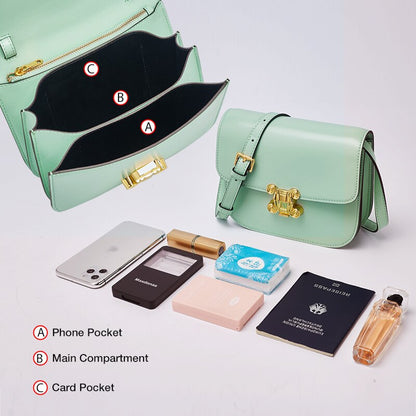 FOXER Original Fashion Ladies Split Leather Shoulder Bag High Quality Messenger Bag Candy Color Clamshell Small Square Bag Woman