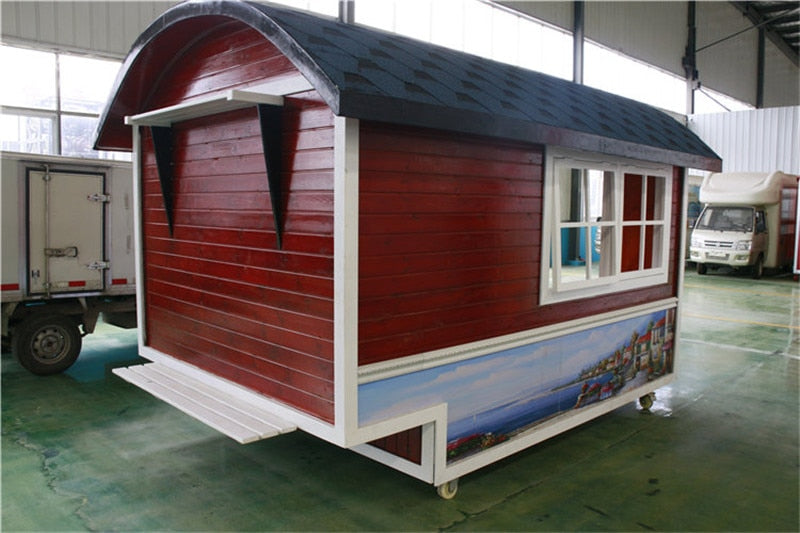 Factory lower price attractive house shape mobile retro food van truck retail display cart with shipping by sea