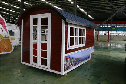 Factory lower price attractive house shape mobile retro food van truck retail display cart with shipping by sea