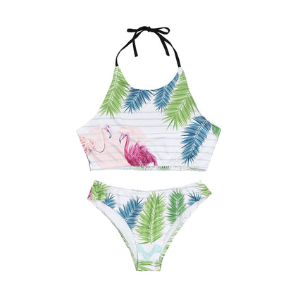 Family Matching Swimwear Mother Daughter Two Piece Bikini 2019 Grass Printed One Piece Bodysuits Swimsuits Mom Kids Bathing Suit