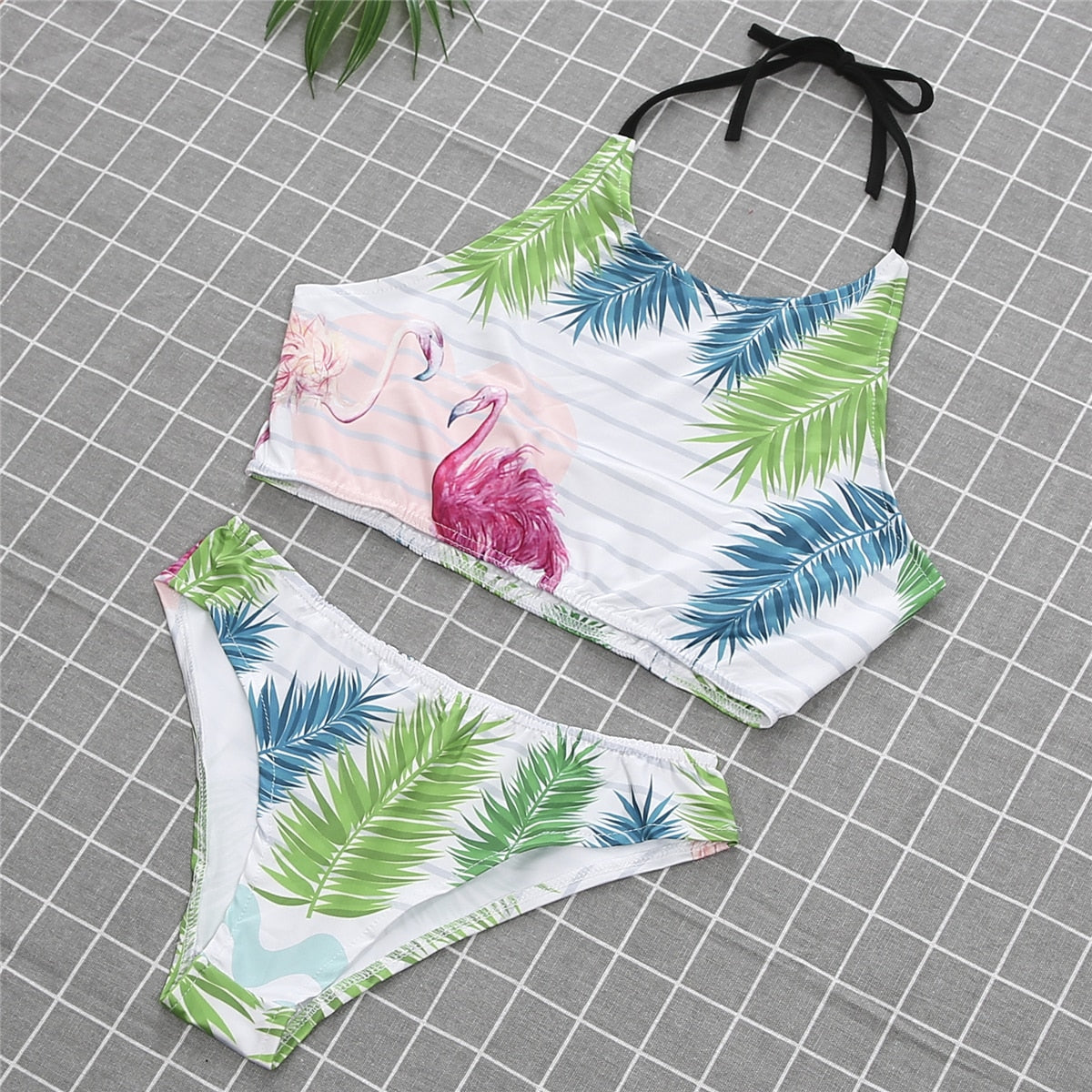 Family Matching Swimwear Mother Daughter Two Piece Bikini 2019 Grass Printed One Piece Bodysuits Swimsuits Mom Kids Bathing Suit