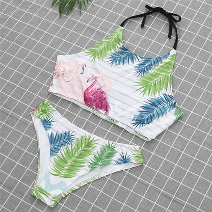 Family Matching Swimwear Mother Daughter Two Piece Bikini 2019 Grass Printed One Piece Bodysuits Swimsuits Mom Kids Bathing Suit