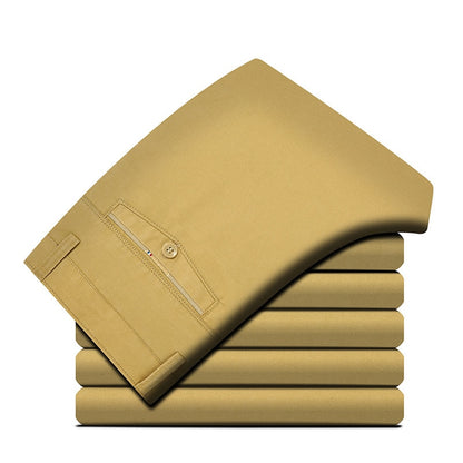 Men's Casual Lightweight Pants High Waist Straight High Quality 100% Cotton Casual Wear Thin Men Business Trousers For Men