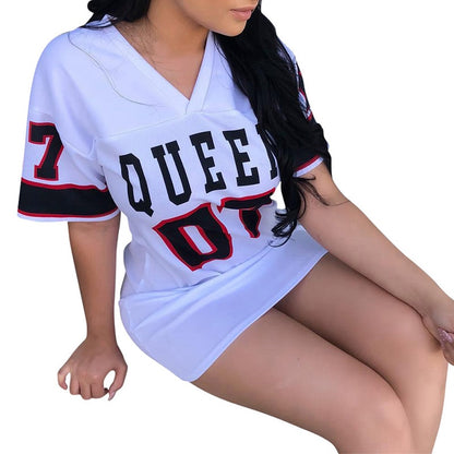 Queen Jersey Dress Women Bodycon Mini Dress Casual Short Sleeve Slim Work Fashion Bodycorn Dresses