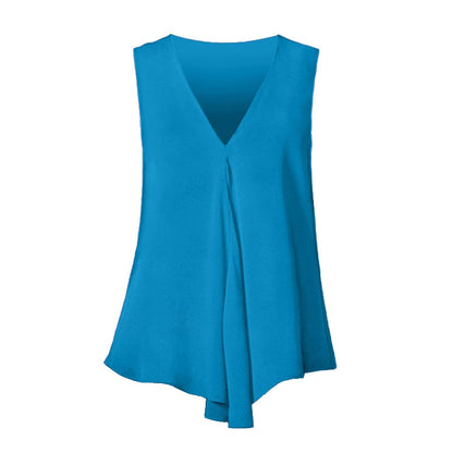 Women's Chiffon Blouses Ladies Tops Sleeveless V Neck Shirt Blusas Femininas Plus Size S-6XL Female Solid Color Clothing