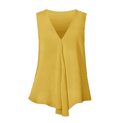 Women's Chiffon Blouses Ladies Tops Sleeveless V Neck Shirt Blusas Femininas Plus Size S-6XL Female Solid Color Clothing