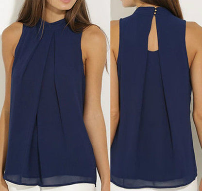 Women 's Chiffon Blouses  Summer Top Sleeveless Shirt Casual Tops  blusas mujer de moda 2019
