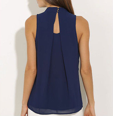 Women 's Chiffon Blouses  Summer Top Sleeveless Shirt Casual Tops  blusas mujer de moda 2019