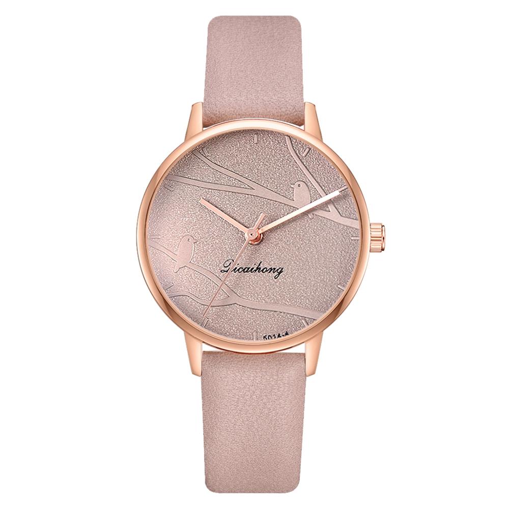 Women's Sweet Watches Fashion Dress Ladies Watch Elegant Bird Leather Strap Quartz Wristwatch Clock Women Exquisite Watch