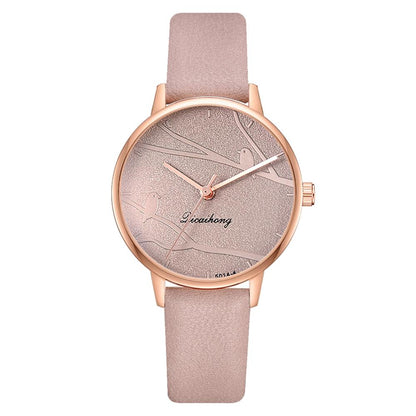 Women's Sweet Watches Fashion Dress Ladies Watch Elegant Bird Leather Strap Quartz Wristwatch Clock Women Exquisite Watch
